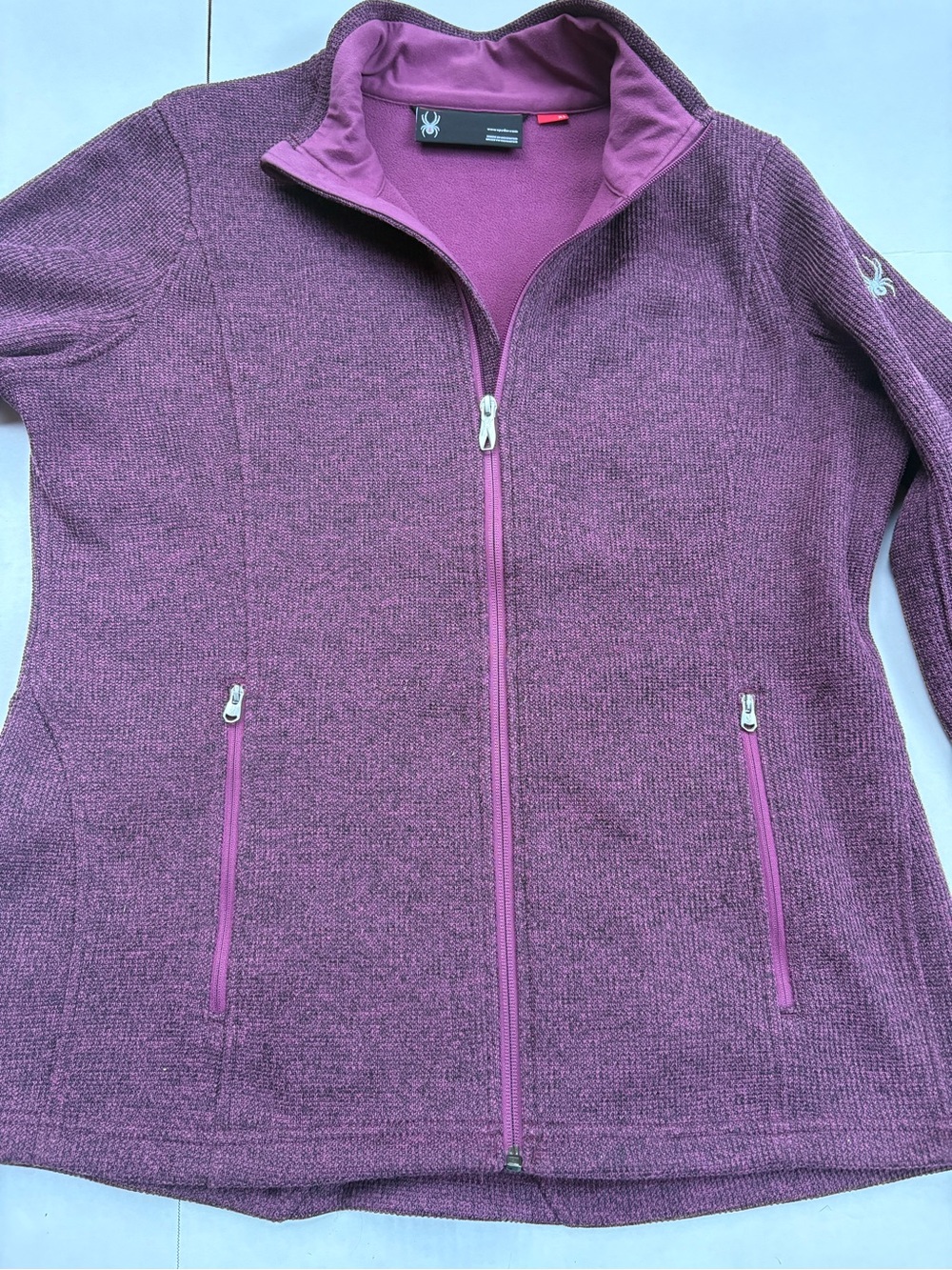 Spyder Women's Soccer Deep Purple and Black Full -Zip Knit Jacket SZ XL